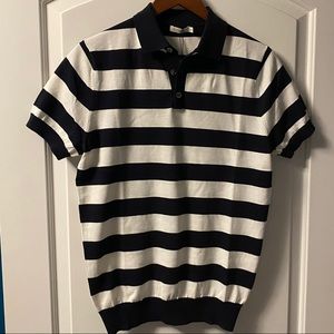 Suitsupply navy stripe polo shirt. Size medium.